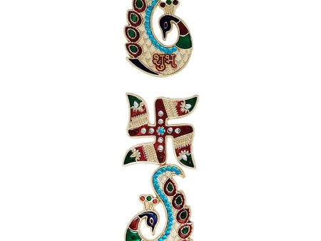 Shubh Labh Swastik Peacock Stickers Online